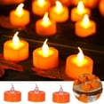 thumbnail image 1 of Halloween Orange Tea Lights Candle, Small Dripping Candles, Battery Operated, Mini Pumpkins Lights with Warm White Bulb, Flameless, Electric Fake Tea Candles Realistic for Halloween (12 Pack ), 1 of 6