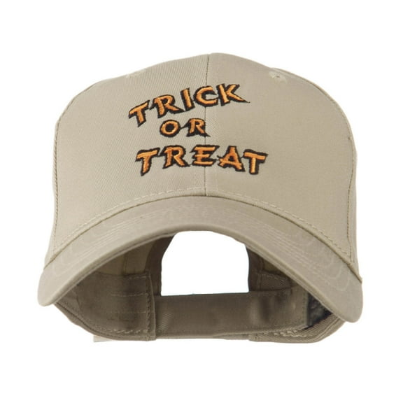 Halloween Orange Trick or Treat Embroidered Cap - Khaki OSFM