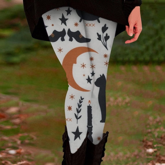 Halloween Orange Workout Leggings for Women Polyester,Spandex High Waisted Full Length Buttery Soft Yoga Pants for Workout Athletic Daily 2XL