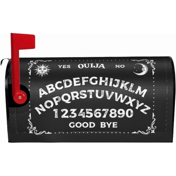Halloween Ouija Mailbox Covers, Black Goth Magnetic Mailbox Covers, 21" Lx 18" W Standard Size Mailbox Post Case for Yard Garden Outdoor Decorate