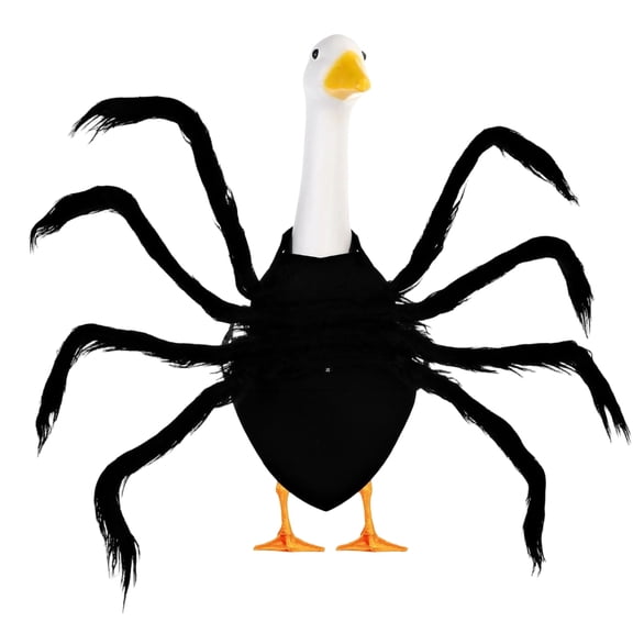 Halloween Outdoor Decor, Porch Goose Halloween Outfit, Halloween Decorations, Outdoor Halloween Decorations Yard, Black Fuzzy Design Fits Standard Outdoor Goose Statue to Spruce