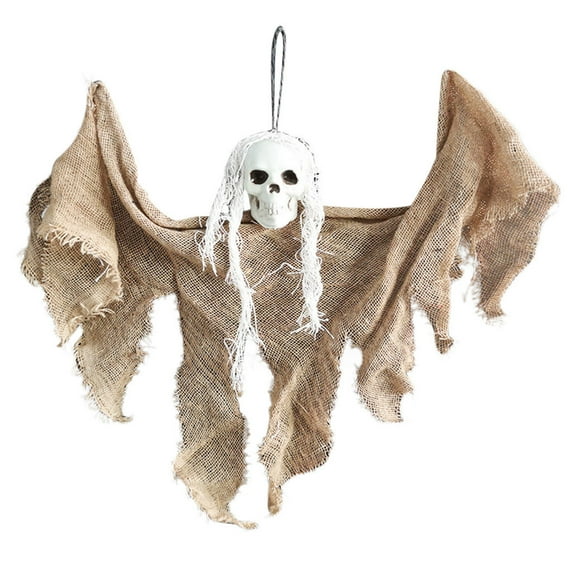 Halloween Outdoor Decorations Hanging Ghost Decorations, 13.8 x 11.8inch Hanging Grim Reapers Skeleton with Hair for Halloween Indoor Outdoor Decor Supplies