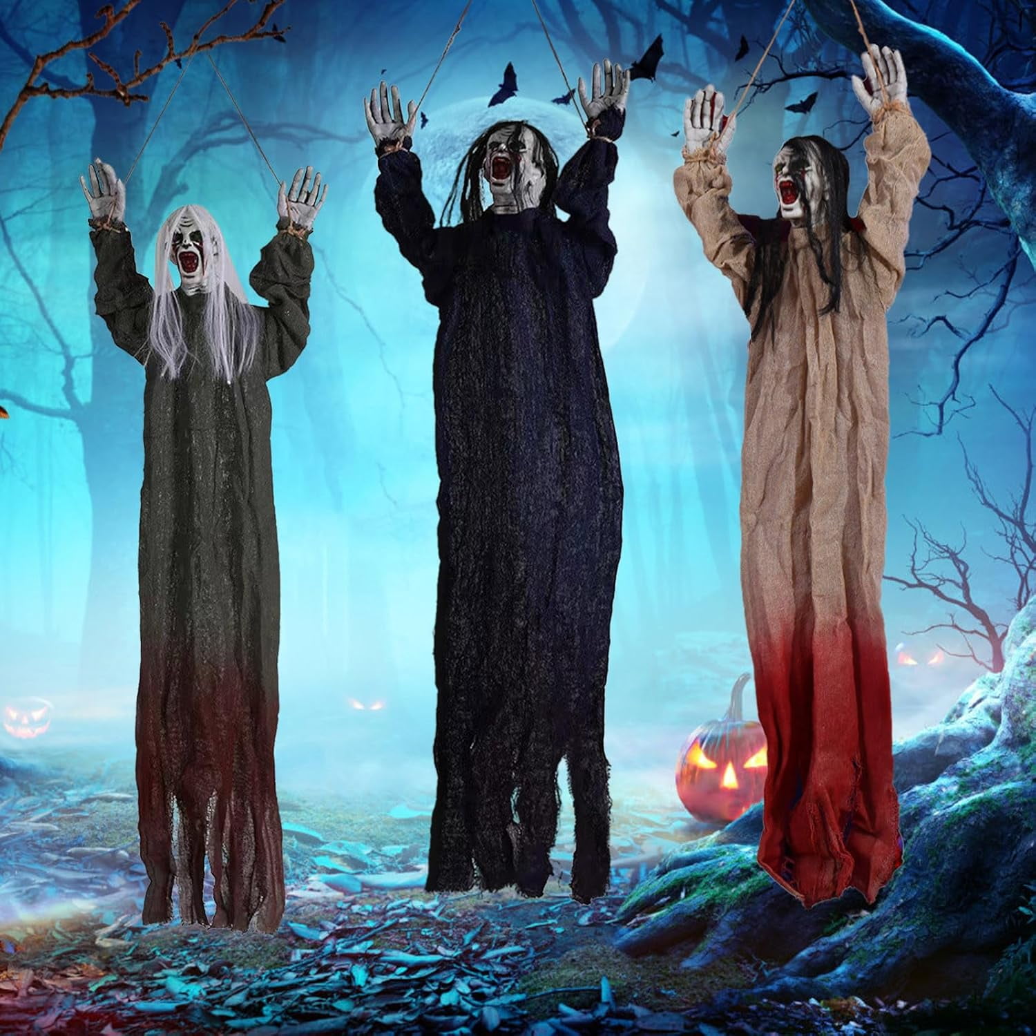 Halloween Outdoor Decorations, Horror Halloween Hanging Ghosts Decor ...