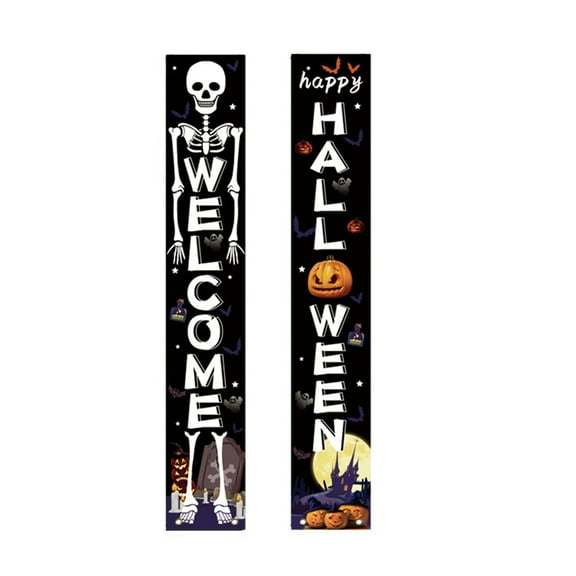 Halloween Outdoor Front Door Porch Wellcome Banners Hanging Signs
