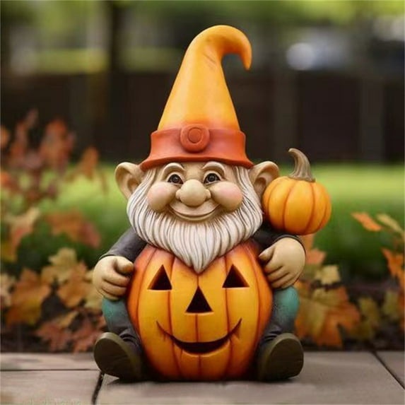 Halloween Outdoor Garden Decoration With Light Resin Home Statue Fall Pumpkin Gnome Statue For Holiday Decoration Collectible Statue. Halloween Decor