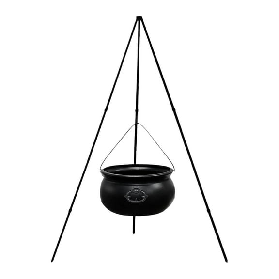 Halloween Outdoor Large Cauldron On Tripod Outdoor Decorations With Green Light Black Bowl Candy Bucket For Halloween Party Indoor Porch Outdoor Yard Party for Kids 4-8 Event Table And Chairs Set