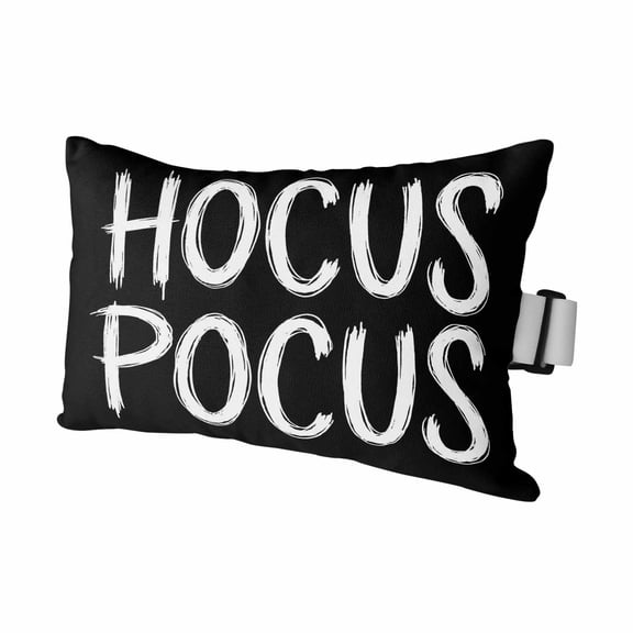 Halloween Outdoor Pillows for Chaise Lounge Chair Waterproof Lumbar Pillows with Insert&Adjustable Elastic Strap Beach Headrest Pillow Fall Modern Funny Letters Hocus Pocus Black Pool Pillow 12"x20"