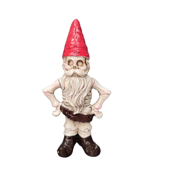 Halloween Outdoor Resin Skeleton Gnome Figurine, Male Skeleton Gnome Spooky Yard Lawn Tabletop Decor for Fall Haunted House Party, 5.11in