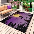 thumbnail image 1 of Halloween Outdoor Rug for Patio/Deck/Porch, Non-Slip Large Area Rug 4 x 6 Ft, Modern Castle Witch Forest Moon Purple Indoor Outdoor Rugs Washable Area Rugs, Reversible Camping Rug Carpet Runner, 1 of 8