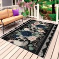 thumbnail image 1 of Halloween Outdoor Rug for Patio/Deck/Porch, Non-Slip Large Area Rug 5 x 7 Ft, Boho Horror Skull Flower Leaf Black Indoor Outdoor Rugs Washable Area Rugs, Reversible Camping Rug Carpet Runner, 1 of 8