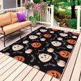 thumbnail image 1 of Halloween Outdoor Rug for Patio/Deck/Porch, Non-Slip Large Area Rug 5 x 7 Ft, Spooky Pumpkins Horror Bat Black Orange Indoor Outdoor Rugs Washable Area Rugs, Reversible Camping Rug Carpet Runner, 1 of 8