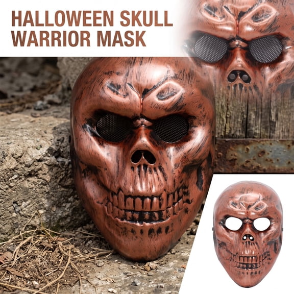 Halloween Outdoor Skeleton Decorations with Skull Mask Full Face, Bronze Finish, 9.6 X 6.3 Inches, Scary Outdoor Halloween Decorations for Mask and Mask, Halloween Gift for Gothic