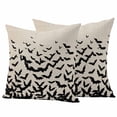 thumbnail image 1 of Halloween Outdoor Waterproof Pillow Covers, Beige Rustic Horror Bat Spooky Halloween Decorative Square Throw Pillowcase Sofa Cushion Sham for Patio/Couch/Chair, 24"x24" 2 Pack, 1 of 8