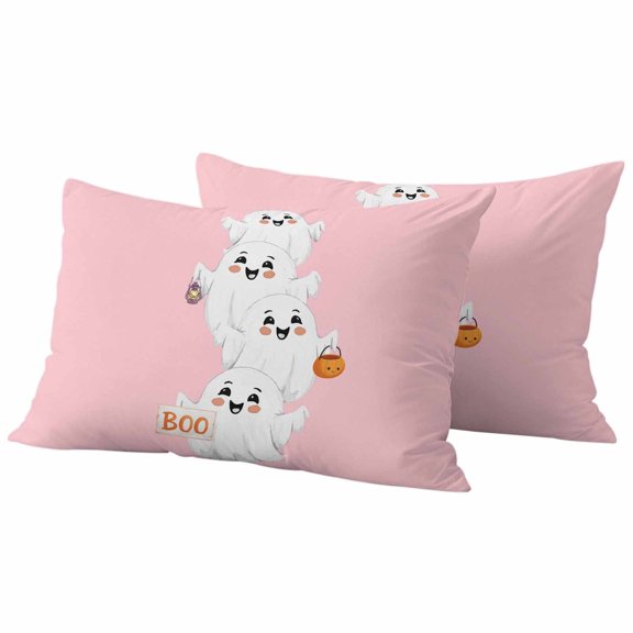 Halloween Outdoor Waterproof Pillow Covers, Cartoon Cute Ghost Fall Pumpkins Decorative Rectangle Throw Pillowcase Sofa Cushion Sham for Patio/Couch/Chair, 20"x12" 2 Pack