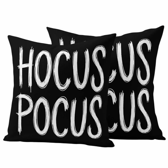 Halloween Outdoor Waterproof Pillow Covers, Fall Modern Funny Letters Hocus Pocus Black Decorative Square Throw Pillowcase Sofa Cushion Sham for Patio/Couch/Chair, 24"x24" 2 Pack