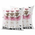 thumbnail image 1 of Halloween Outdoor Waterproof Pillow Covers, Pink Ballet Skull Bat Decorative Square Throw Pillowcase Sofa Cushion Sham for Patio/Couch/Chair, 26"x26" 2 Pack, 1 of 8