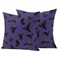 thumbnail image 1 of Halloween Outdoor Waterproof Pillow Covers, Purple Black Animal Crow Fall Holiday Decorative Square Throw Pillowcase Sofa Cushion Sham for Patio/Couch/Chair, 26"x26" 2 Pack, 1 of 8