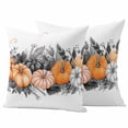 thumbnail image 1 of Halloween Outdoor Waterproof Pillow Covers, Vintage Grey Orange Pumpkin Leaves Skull Decorative Square Throw Pillowcase Sofa Cushion Sham for Patio/Couch/Chair, 20"x20" 2 Pack, 1 of 8