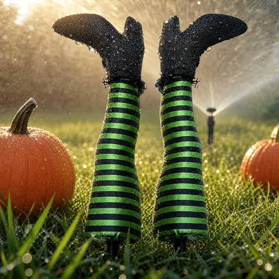 Halloween Outdoor Witch Legs Yard Stakes, Witch Halloween Graveyard Lawn, Yard, Prop and Patio Decorations, 18.5 Inches