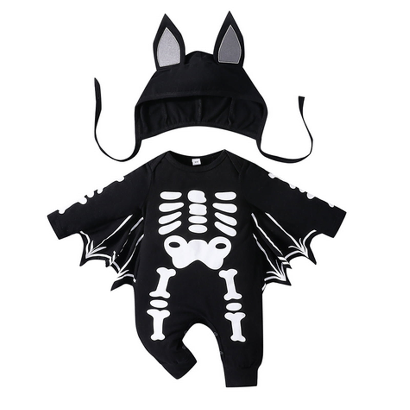 Halloween Outfit Infant Baby Boys Girls Bat Costume Romper Long Sleeve Skeleton Print Batwing