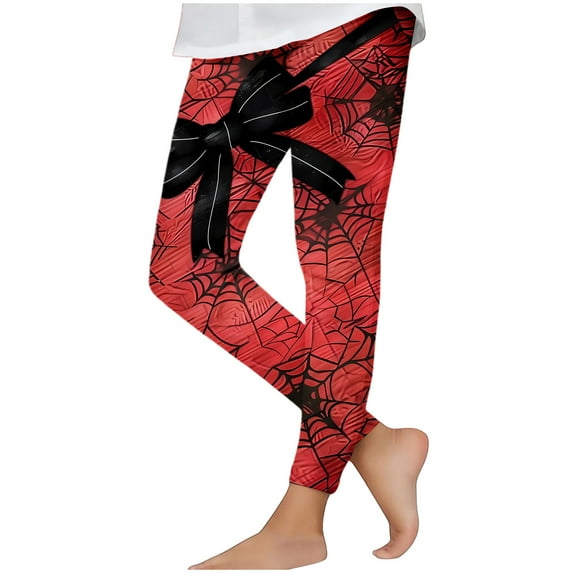 Halloween Outfits for Girls Funny Cute Printed Graphic Leggings Stretch High Waist Pull On Jeggings Pants (6 Years, Style A)