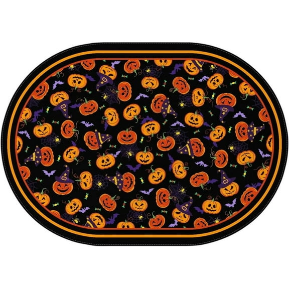 Halloween Oval Tablecloth 60x84 Inch Waterproof Bat Pumpkin Tablecloth Halloween Washable Table Cloth for Party Picnic Dinner Scary Home Decor