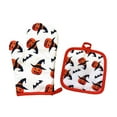thumbnail image 1 of Halloween Oven Mitts and Pot Holder Set, Heat Resistant Kitchen Gloves and Hot Pad for Baking, Cooking, Grilling, Microwave Safe, Non-Slip Insulated Handle Grips, 1 of 6