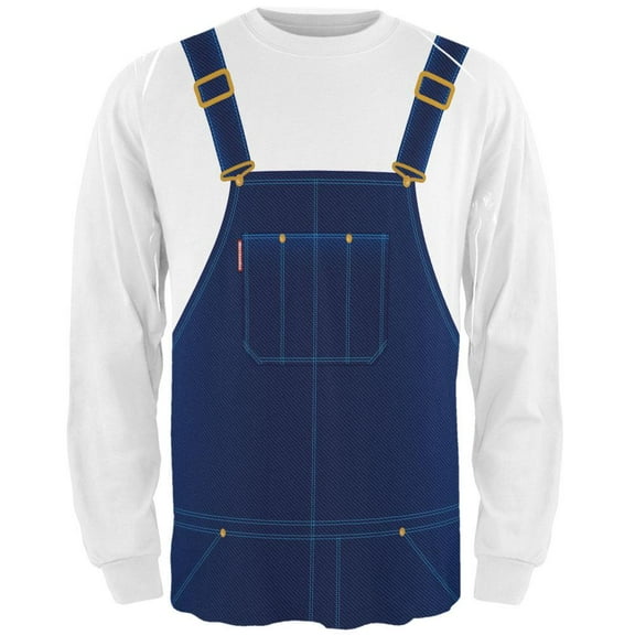 Halloween Overalls Costume All Over Adult Long Sleeve T-Shirt - Medium