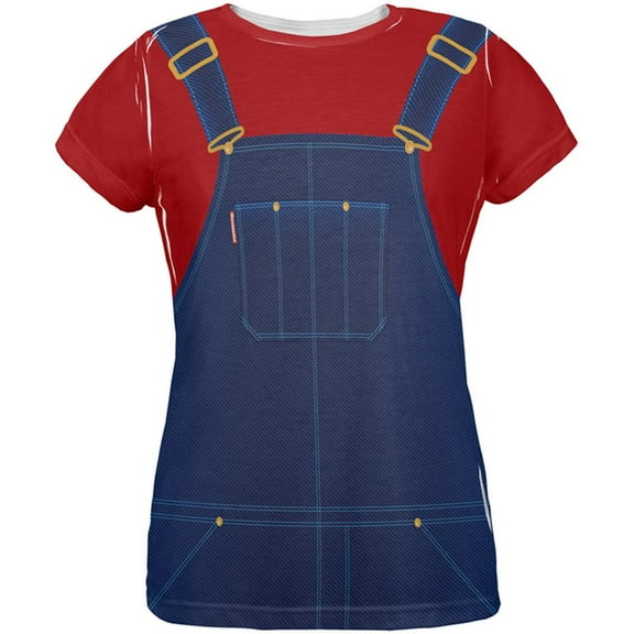 Halloween Overalls Red T-Shirt Costume All Over Womens T Shirt Multi X-LG