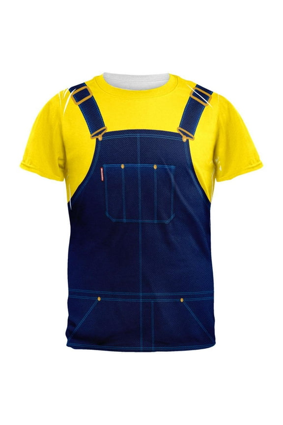 Halloween Overalls Yellow T-Shirt Costume All Over Adult T-Shirt - 2X-Large