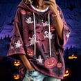 thumbnail image 1 of Halloween Oversized Hoodies for Women 3/4 Sleeve Vintage Graphic Hooded Sweatshirts 2026 Gothic Spooky Funny Batwing Hoodies, XL, 1 of 4
