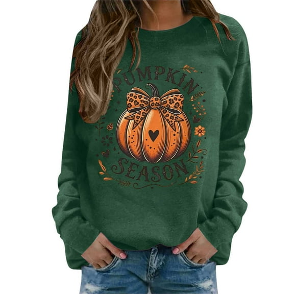 Halloween Oversized Sweatshirts for Women Long Sleeve Pumpkin Graphic Printed Tops Halloween Witch Crewneck Pullover Shirt