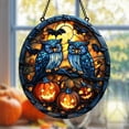 thumbnail image 1 of Halloween Owl ACRYLIC Suncatcher with Jack-Oâ€™-Lanterns, Bats and Full Moon Faux Glass Window Panel for Spooky Autumn Decor, 1 of 5