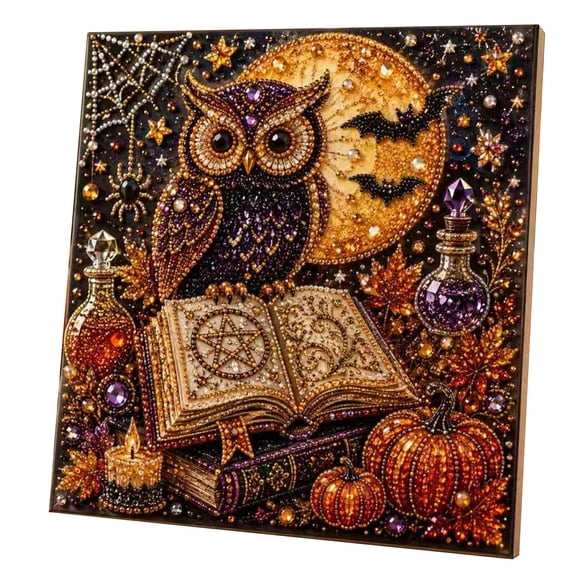 Halloween Owl Pearl Art DIY Kit, 3D Pearl Diamond Art Craft| Handcrafted Pearl Art, Creative Halloween Themed Diamond Painting Create a Cozy Festive Atmosphere