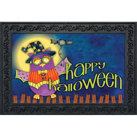 Halloween Owl Primitive Doormat Spooky Holiday Indoor Outdoor 18" x 30"