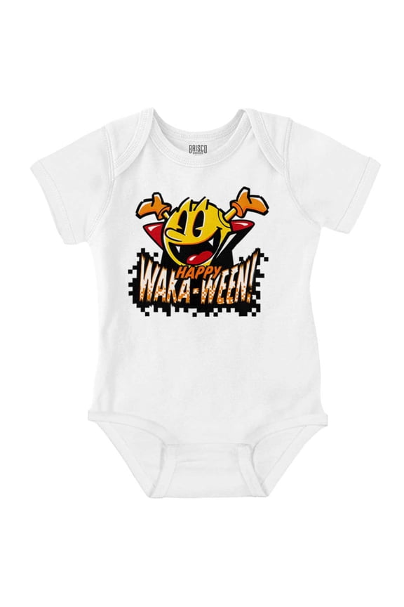 Halloween PACMAN Happy Waka-Ween Romper Boys or Girls Infant Baby Brisco Brands NB