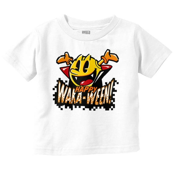 Halloween PACMAN Happy Waka-Ween Toddler Boy Girl T Shirt Infant Toddler Brisco Brands 12M