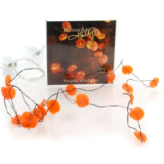 Halloween Pumpkin Wire Lights 20 Plastic Battery Powered 29309