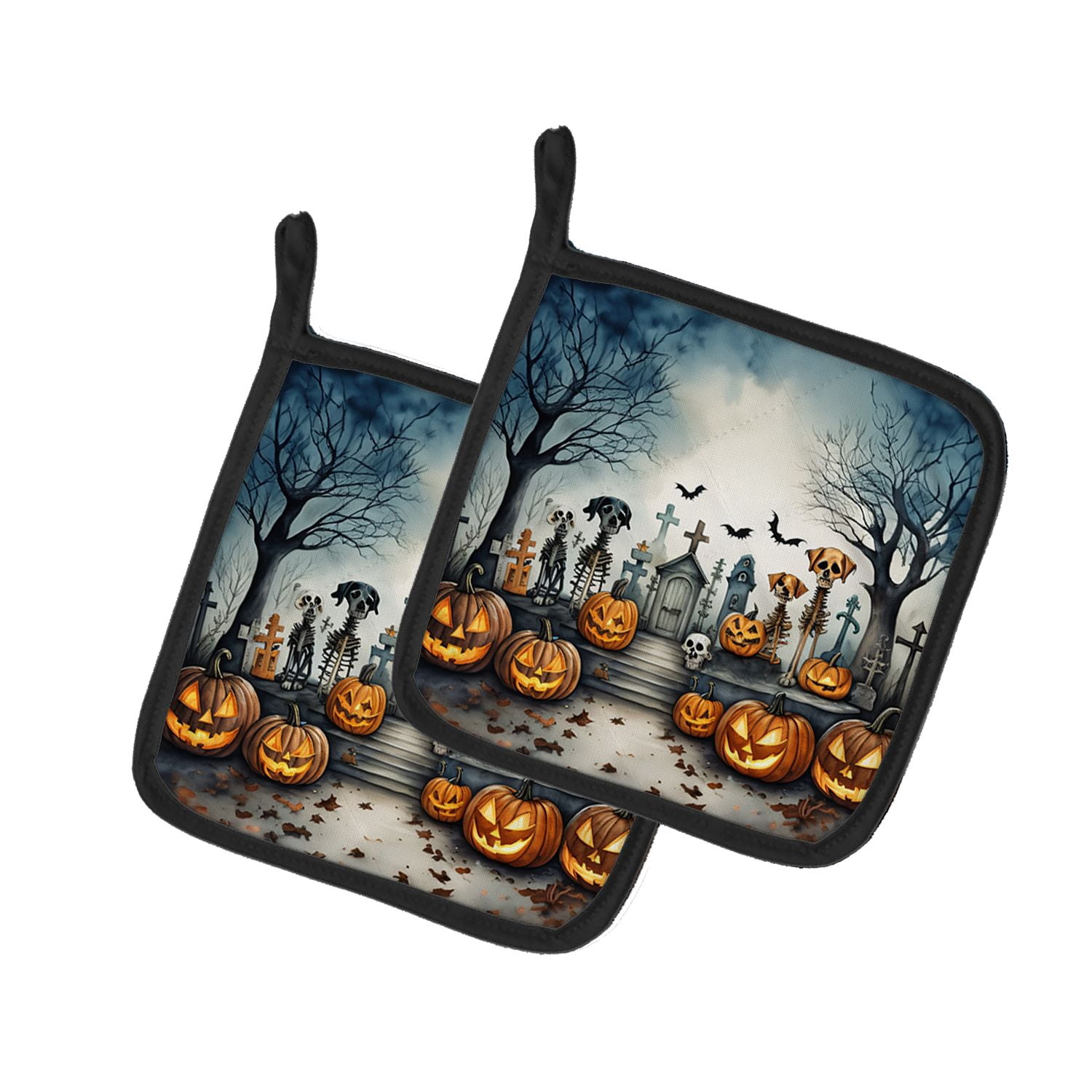 Halloween Pair of Pot Holders 7.5x7.5 Inch Heat Resistant Kitchen Decor