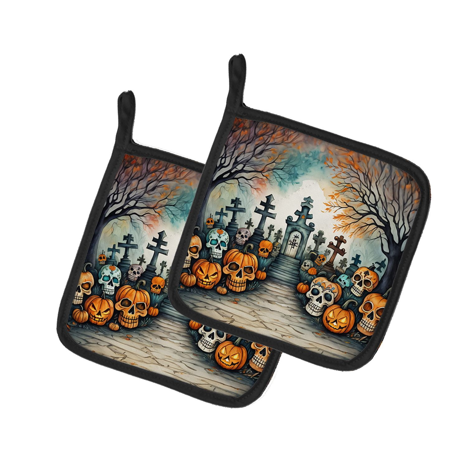 Halloween Pair of Pot Holders 7.5x7.5 Inch Heat Resistant Kitchen Decor