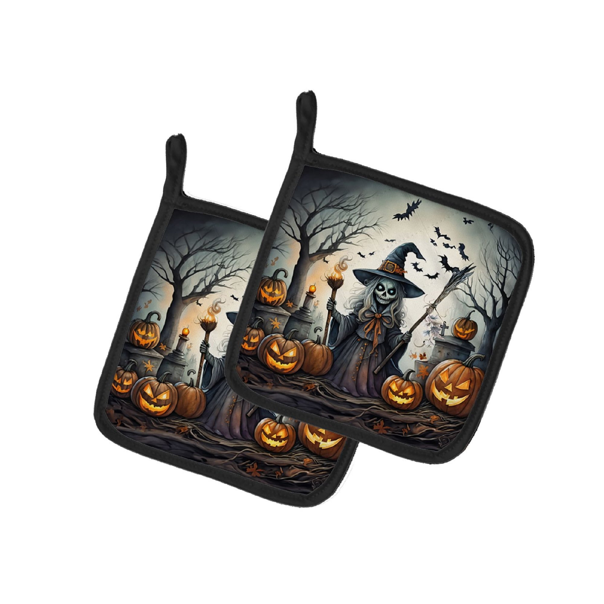 Halloween Pair of Pot Holders 7.5x7.5 Inch Heat Resistant Kitchen Decor