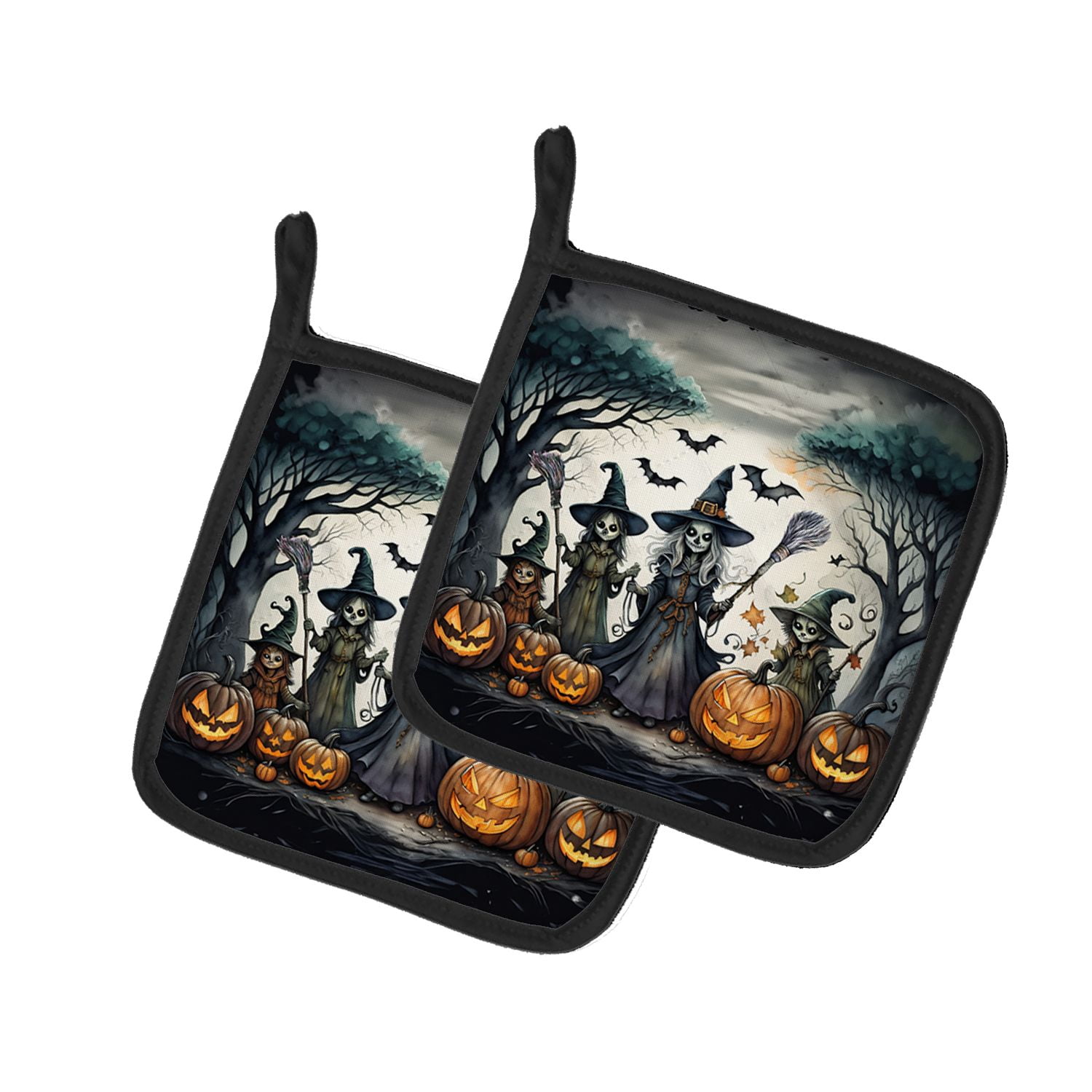 Halloween Pair of Pot Holders 7.5x7.5 Inch Heat Resistant Kitchen Decor