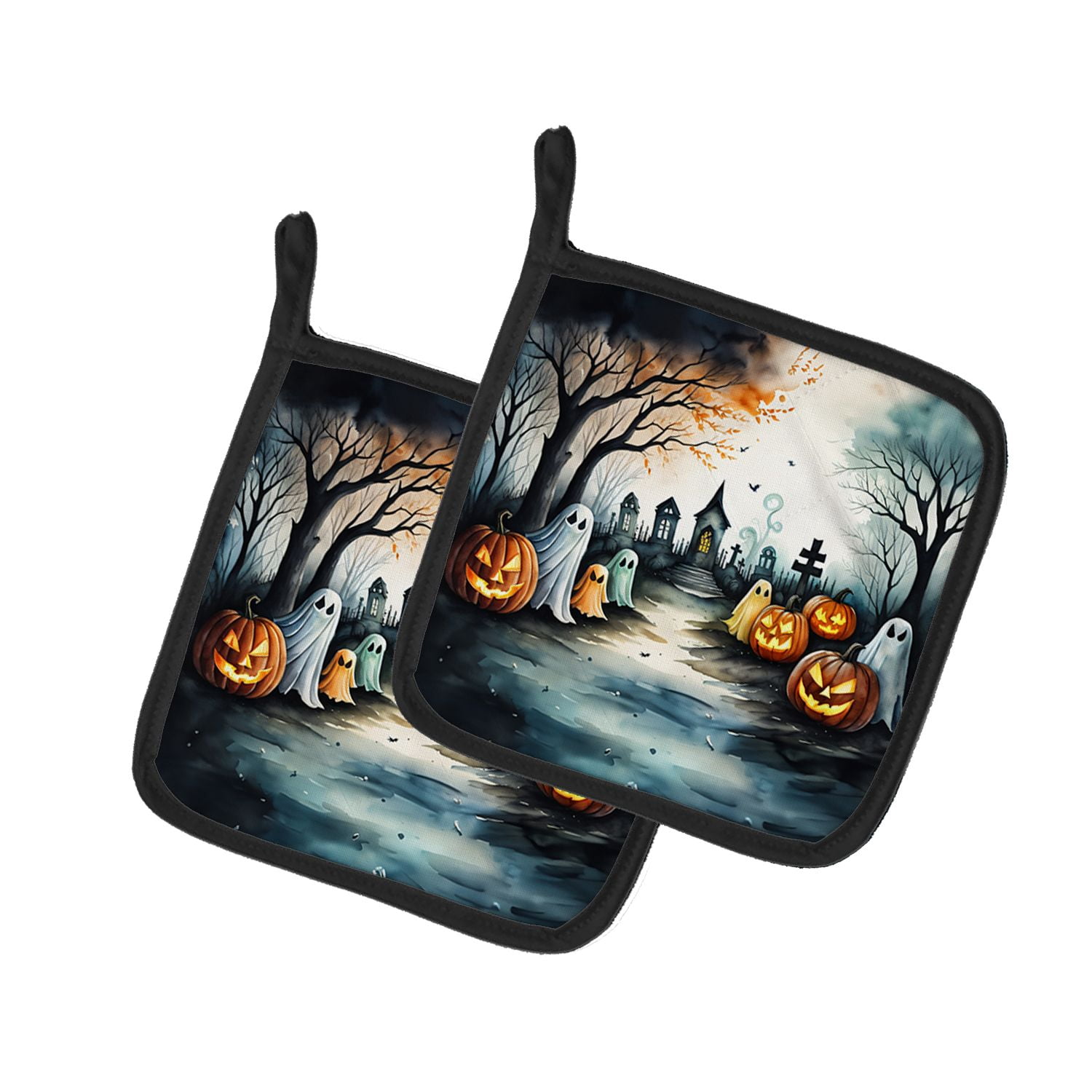 Halloween Pair of Pot Holders 7.5x7.5 Inch Heat Resistant Kitchen Decor