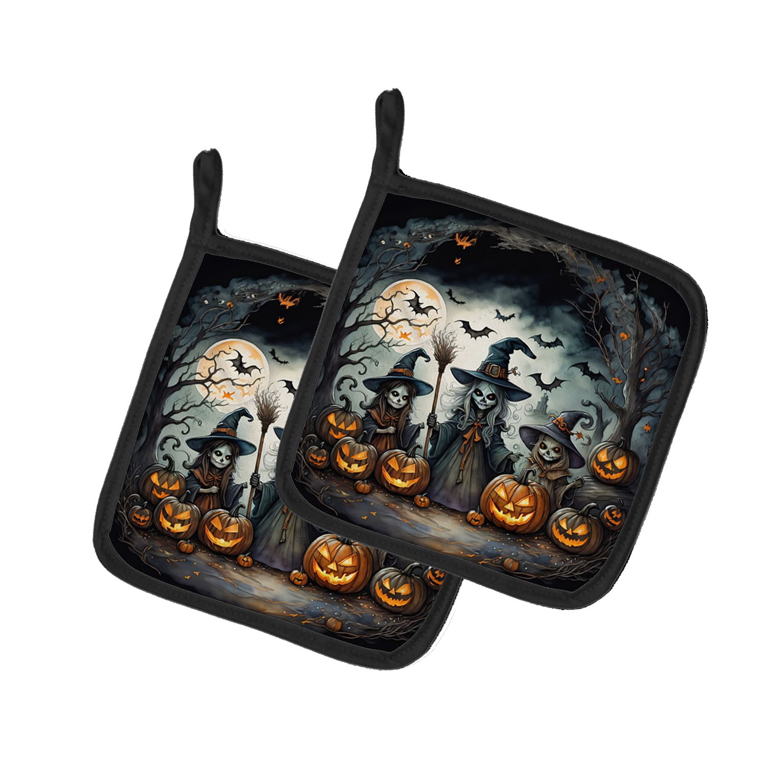 Halloween Pair of Pot Holders 7.5x7.5 Inch Heat Resistant Kitchen Decor