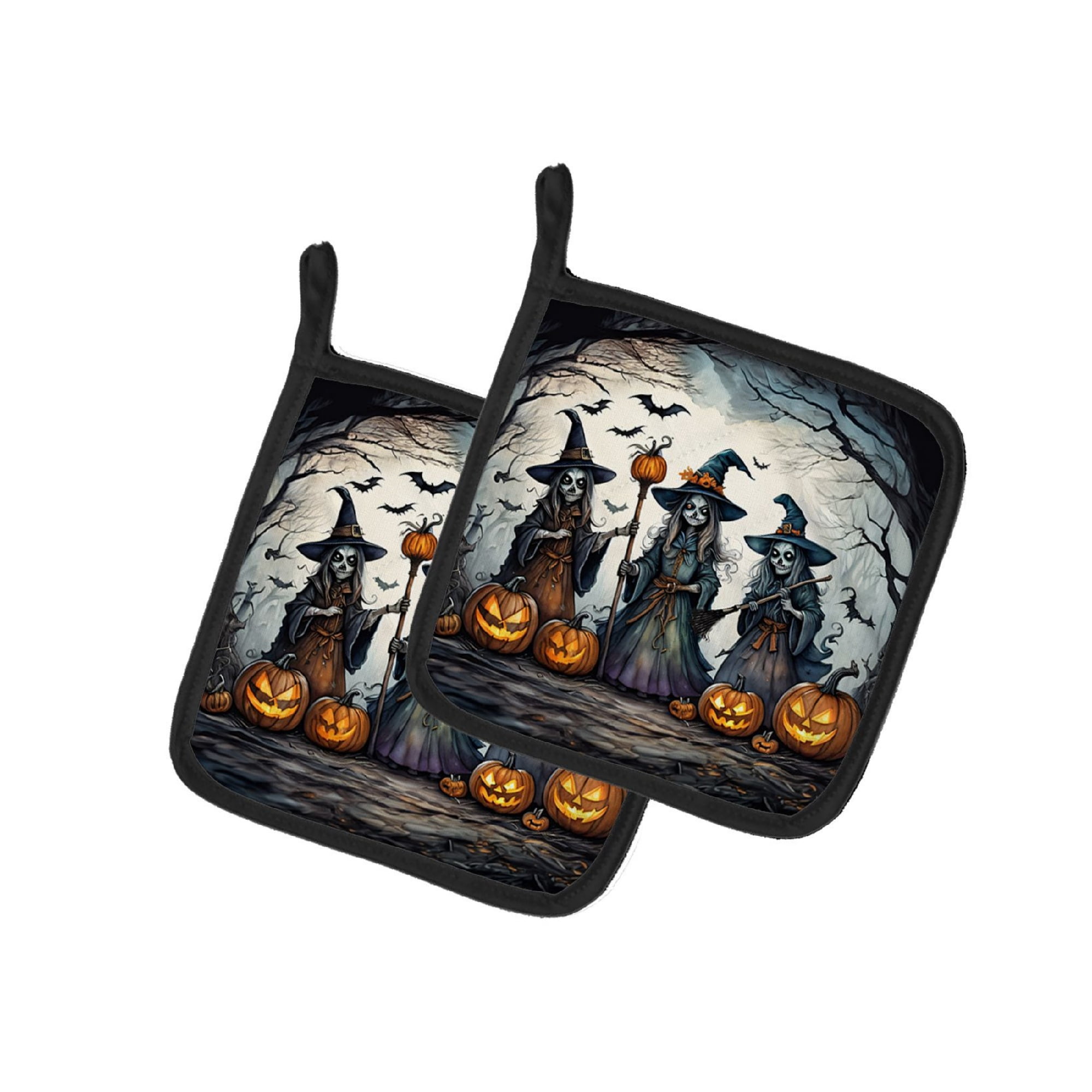 Halloween Pair of Pot Holders 7.5x7.5 Inch Heat Resistant Kitchen Decor