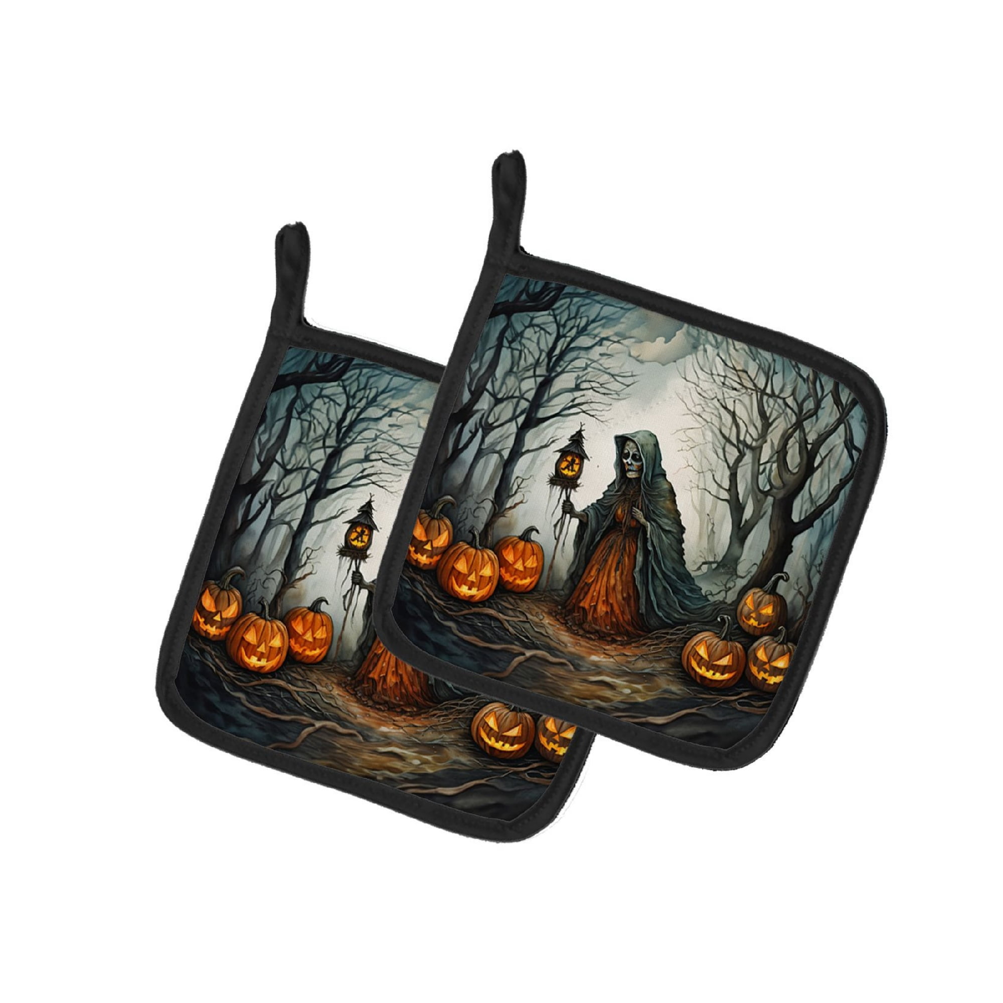 Halloween Pair of Pot Holders 7.5x7.5 Inch Heat Resistant Kitchen Decor