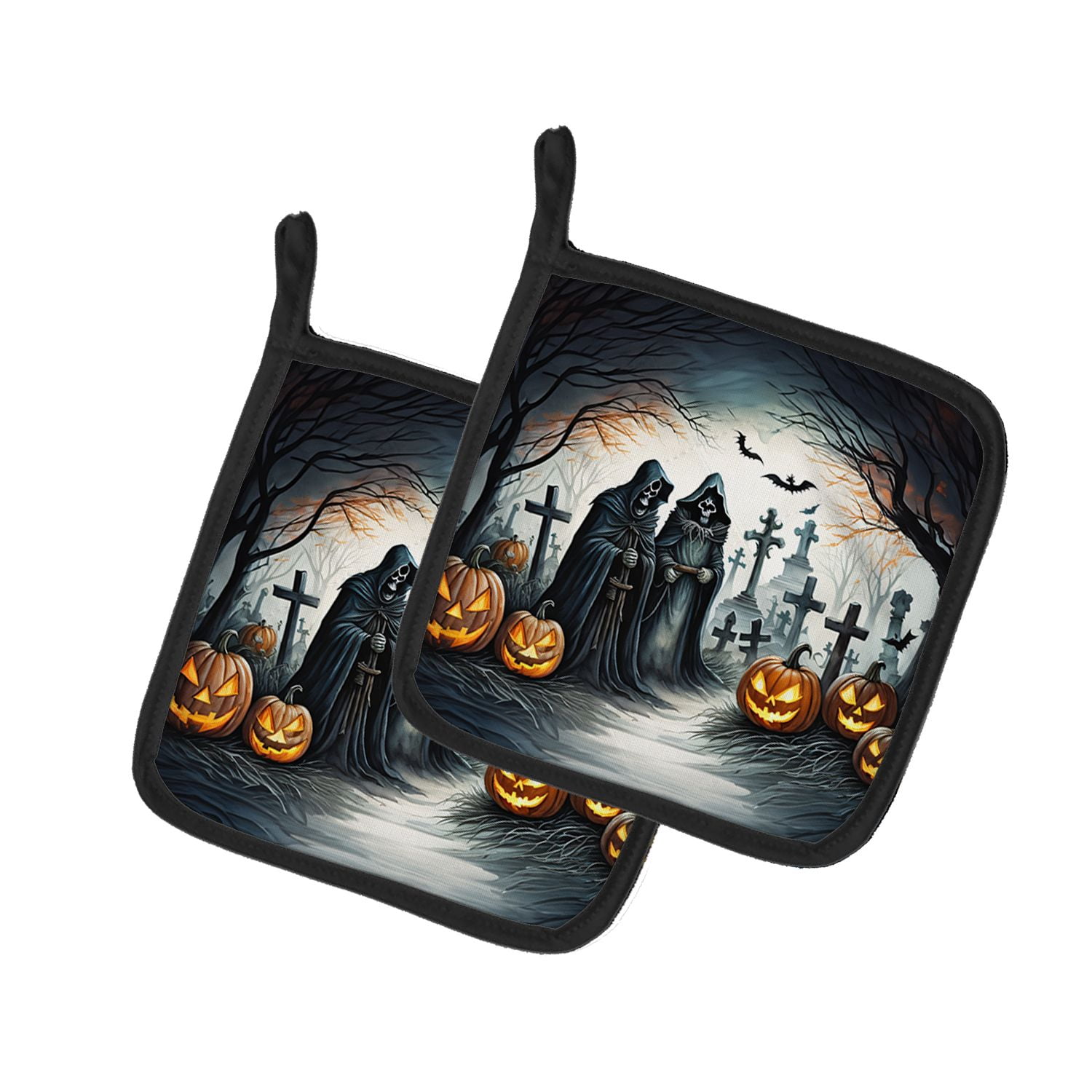 Halloween Pair of Pot Holders 7.5x7.5 Inch Heat Resistant Kitchen Decor