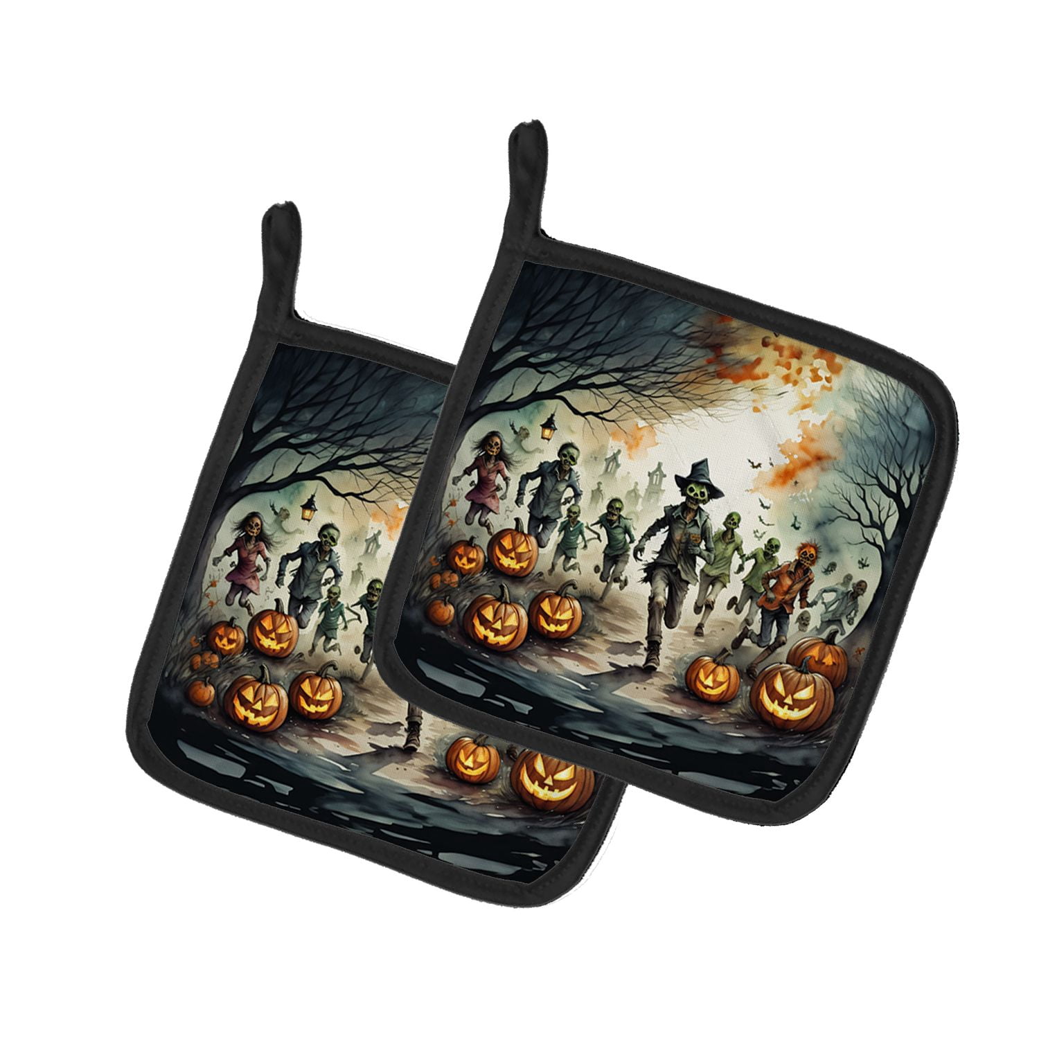 Halloween Pair of Pot Holders 7.5x7.5 Inch Heat Resistant Kitchen Decor