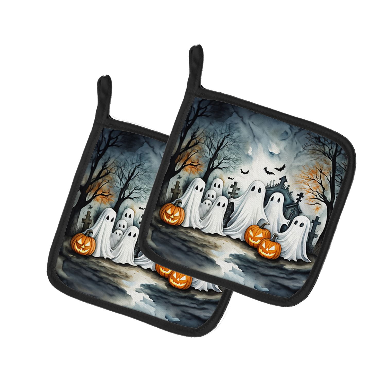 Halloween Pair of Pot Holders 7.5x7.5 Inch Heat Resistant Kitchen Decor