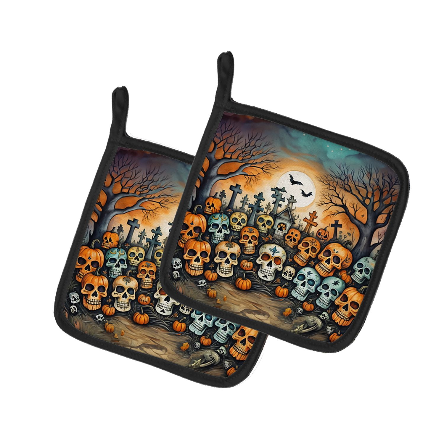 Halloween Pair of Pot Holders 7.5x7.5 Inch Heat Resistant Kitchen Decor